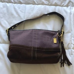 Coach purse with brown suede bottom